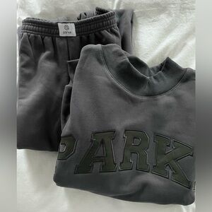 NEW - PARKE Varsity Mockneck and Boxer Sweatpants, Size S, Midnight